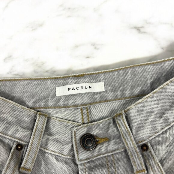 Pacsun Eco Gray Ripped Dad Jeans Size 26 Button Fly High Rise Baggy Slouchy Fit - Picture 7 of 11